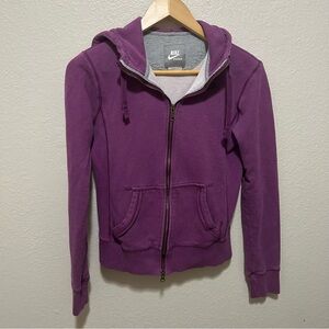 Vintage Y2K Nike Women’s Purple Zip-Up Hoodie Size Medium Retro Streetwear Sport